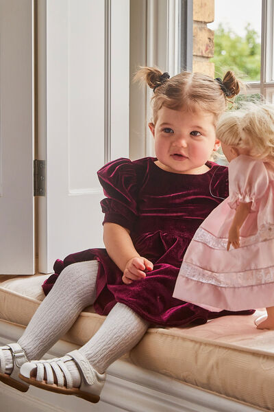 Snorda Baby Girl's Dress Toddler Kids Baby Girls Elegant Lace Pom-Pom  Flutter-Sleeve Party Princess Dress